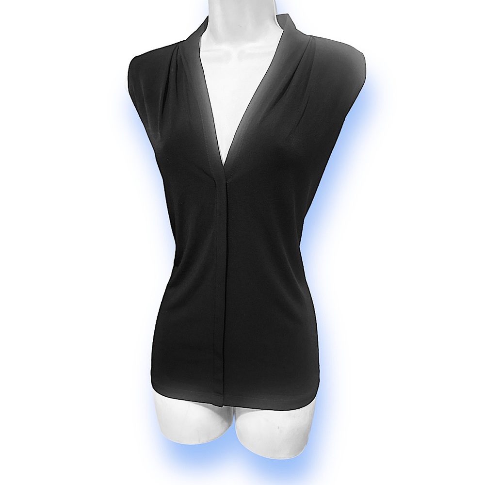 Women’s Matte Jersey V-Neck Shoulder Pleat Sleeveless Top - Size Large
